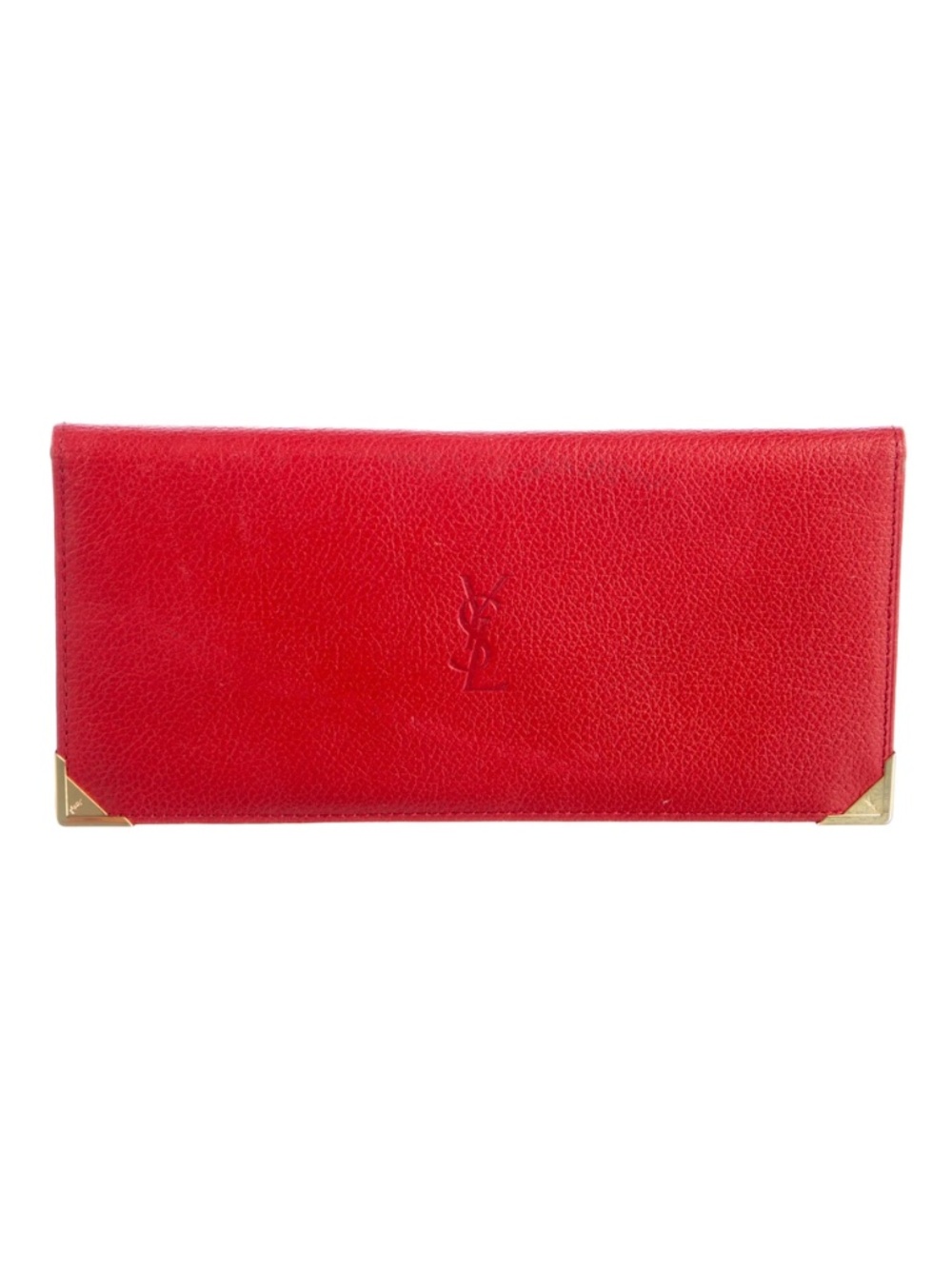 Yves Saint Laurent (YSL) Red Leather Long Bifold Wallet COA